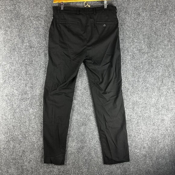 Reaction Kenneth Cole Pants Men 34 Techni-Cole Black Stretch Straight Flat Front - Picture 5 of 9
